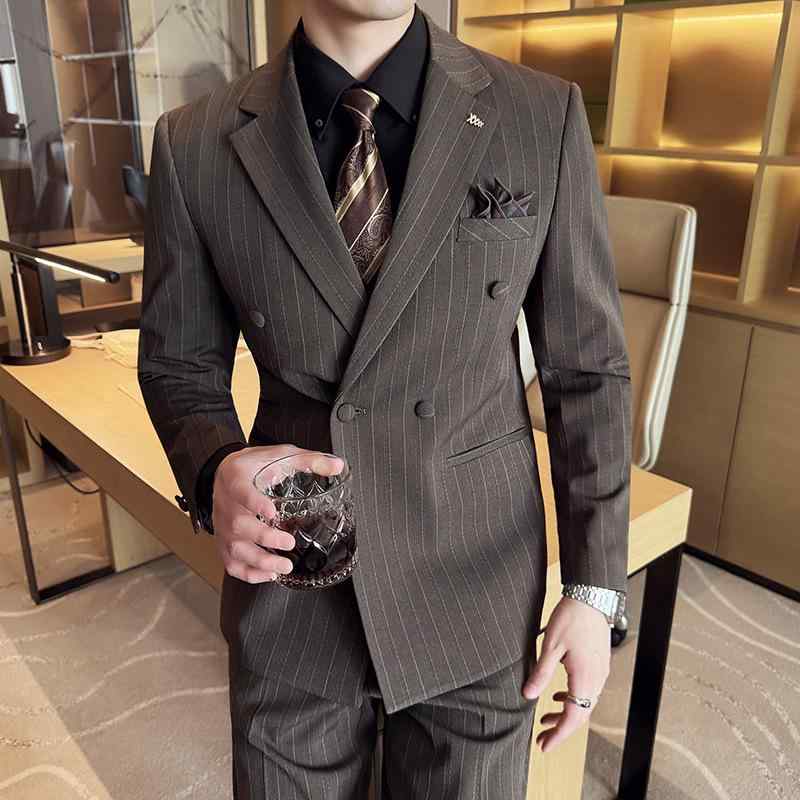 メンズ 西装 セット ビジネス スーツ 合体型 韓流 英倫スタイル 礼服 平?領 後中開・楷 化繊混紡 ポリエステル 透気性 ボタン飾り ビジネス正装 通勤用 オフィス フォーマル 黒 ブラウン ネイビー オールシーズン メンズ ビジネス 普段使い 合体 |アスターショップ