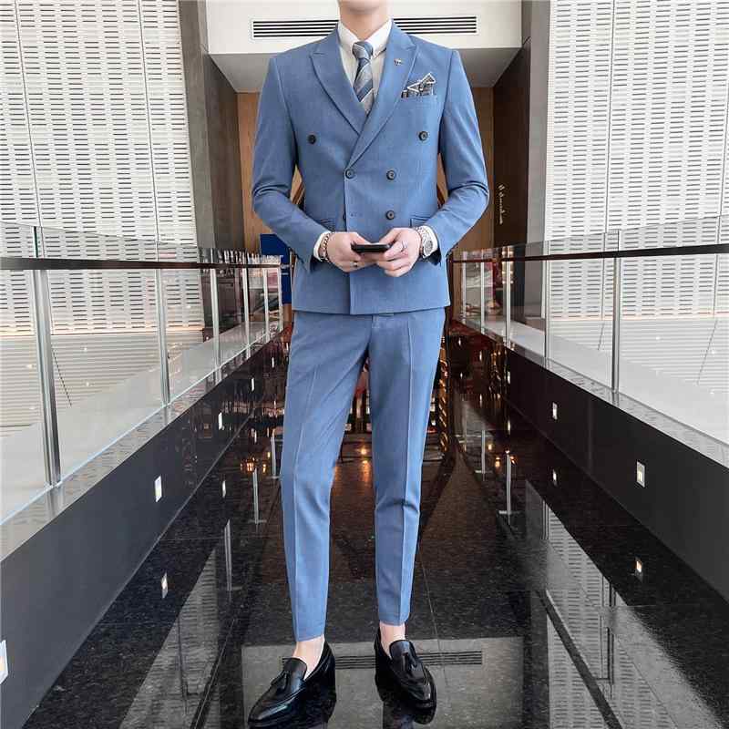 メンズ 西装 セット ジャケット ベスト パンツ ビジネス スーツ フォーマル 結婚式 宴会 修身 ダブルブレスト ボタン ??領 後中スリット 合体型 化繊混紡 粘繊 33.2% 半麻裏地 ニュートラル 黒 天藍 ネイビー ビジネス 正装 オールシーズ|アスターショップ