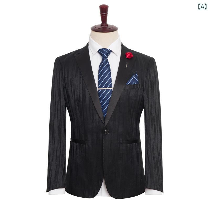 メンズ スーツ セット 黒 条紋 ジャケット ベスト 付き 結婚式 礼服 ダブルブレスト ボタン ノッチラペル 後ろスリット ゆったり 化繊混紡 アセテート繊維 70% 春 ビジネス フォーマル ウエディング シーン ミシン目ステッチ 細身ライン スタイ|アスターショップ