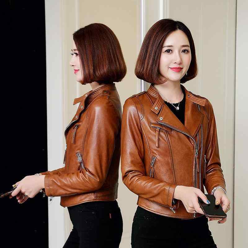 ジャケット レディース レザー ジャケット 革ジャン アウター ライダース ジャケット 本革 羊革 ラムレザー 立ち襟 立襟 シングル ライダース スリム タイト 着痩せ 長袖 通勤 オフィス 黒 マナオイエロー グリーン 春秋|アスターショップ