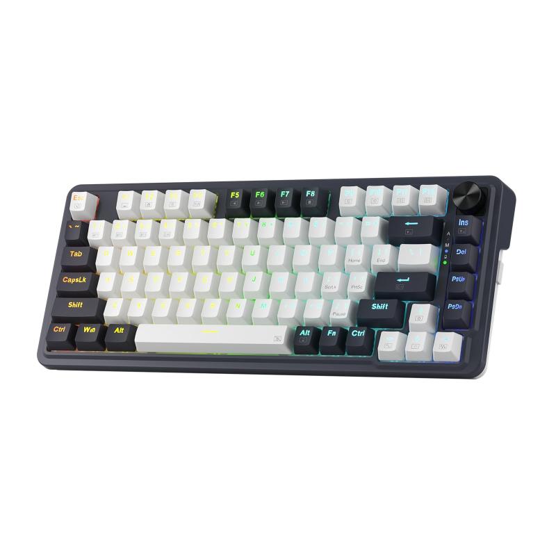 Redragon K673 PRO 75%ワイヤレスガスケットRGBゲーミングキーボード|3モード|81キー|コンパクト|メカニカルキーボード|ホットスワップソケット付き|専用ノブコントロール&吸音パッド||アスターショップ
