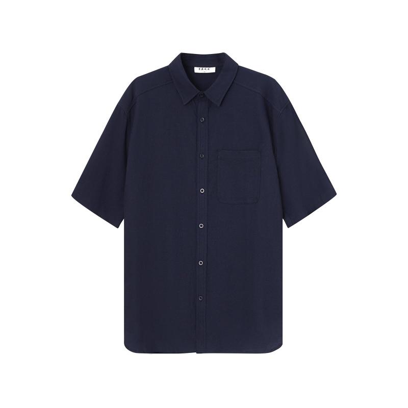 [Huaxure Hemp] シャツ メンズ カジュアル 無地 長袖 トップス 程よいゆとりと上品さを兼ね備えた、大人のためのきれいめカジュアルシャツ。通勤にも休日コーデにも活躍する万能アイテム。｜アスターショップ