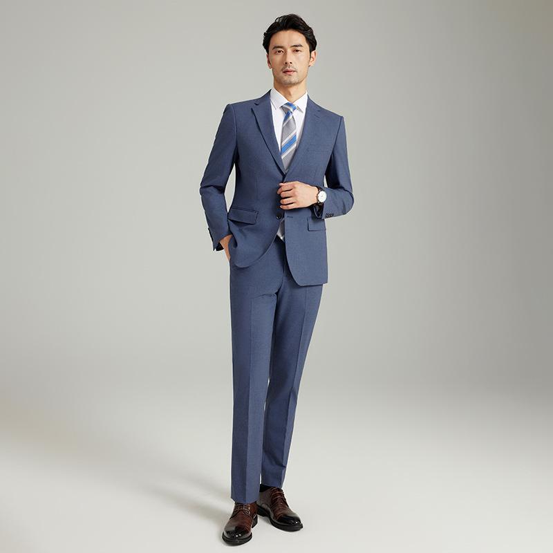 メンズ スーツ セット ジャケット パンツ ビジネス 職業 礼服 結婚式 フォーマル 公務員 ビジネスカジュアル 軽量 弾力 合体型 ポリエステル混紡 春 黒 グレー ネイビー 平?領 ボタン 側開・楷 粘合加工 上班 通勤|アスターショップ