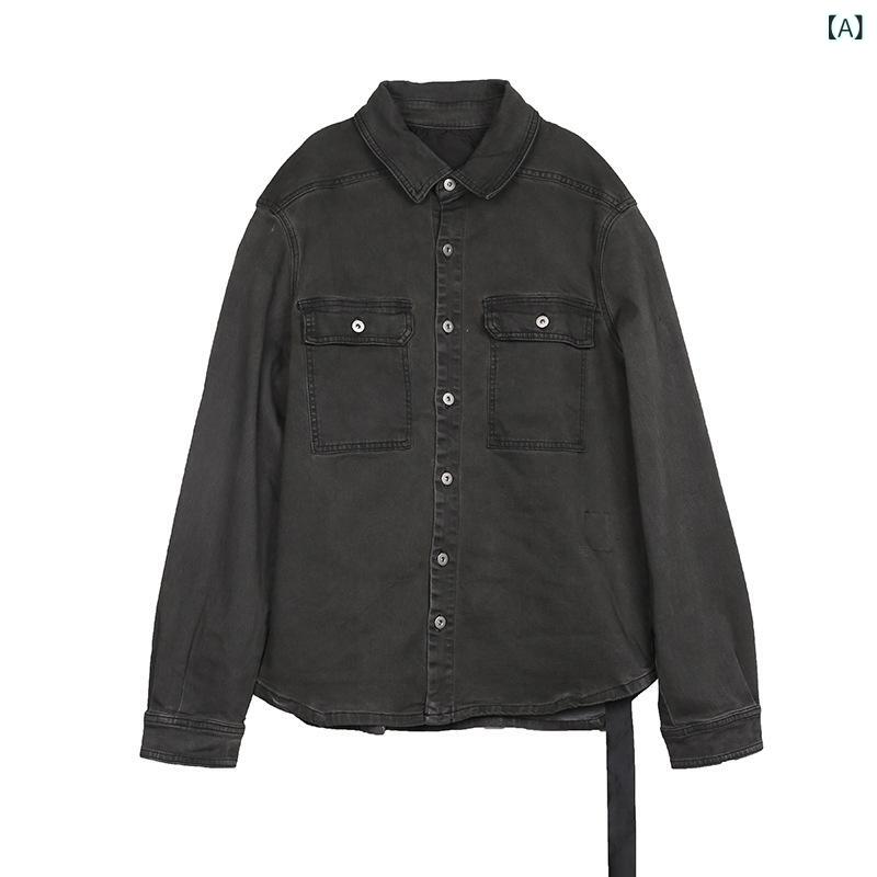メンズ ジャケット 牛仔 煙灰 ヴィンテージ風 ロングスリーブ ルーズフィット スタンドカラー シングルブレスト ラウンドヘム 立体ポケット コットン 透気性 耐摩耗 色牢度 高 春秋 オールシーズン ユース カジュアル デイリー ストリート レイヤード|アスターショップ