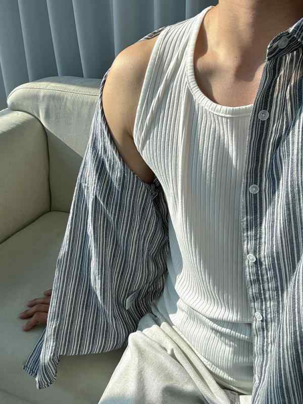 メンズ タンクトップ 綿100% 無袖 Tシャツ 修身 フィット 筋肉強調 韓国スタイル 夏用 白色 灰色 黒 日常 フィットネス ユース ルーズフィット ラウンドネック トップス 運動ウェア|アスターショップ