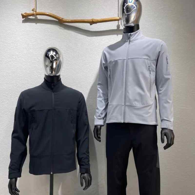 アウター ジャケット メンズ レディース 立領 長袖 綿 麻 混紡 防風 伸縮性 運動風 秋 黒 灰｜アスターショップ