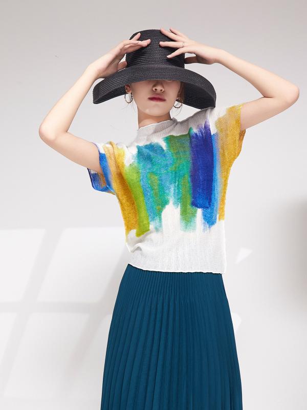Tシャツ レディース 短袖 ピンク 緑 グレー かわいい 丸首 バットスリーブ ゆったり 褶 グラフィックプリント 薄手 夏 涼しい ?綸 ポリエステル繊維 ソフト 日常使い 気質 優雅 日韓 カジュアル トップス シャツ ブラウス プルオーバー ゆった|アスターショップ