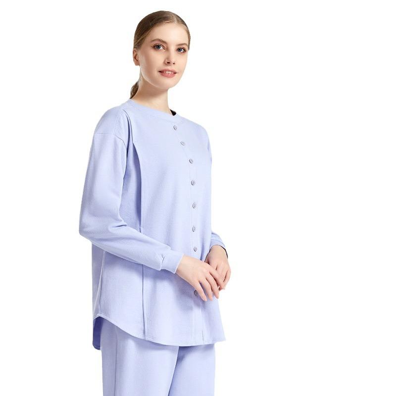 マタニティ パジャマ レディース 授乳服 部屋着 産後 ルームウェア セットアップ 秋冬用 授乳用 妊婦服 長袖 柔らかい あったかい 無地 シンプル リラックスウェア 出産準備 授乳口付き｜アスターショップ