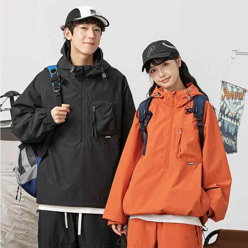 ジャケット メンズ レディース ユニセックス プルオーバー カラフル 秋物 山系 ストリート系 撥水 防風 アウター ウインドブレーカー マウンテンパーカー フード付き フーディー カジュアル 登山 ライトアウター トップス｜アスターショップ