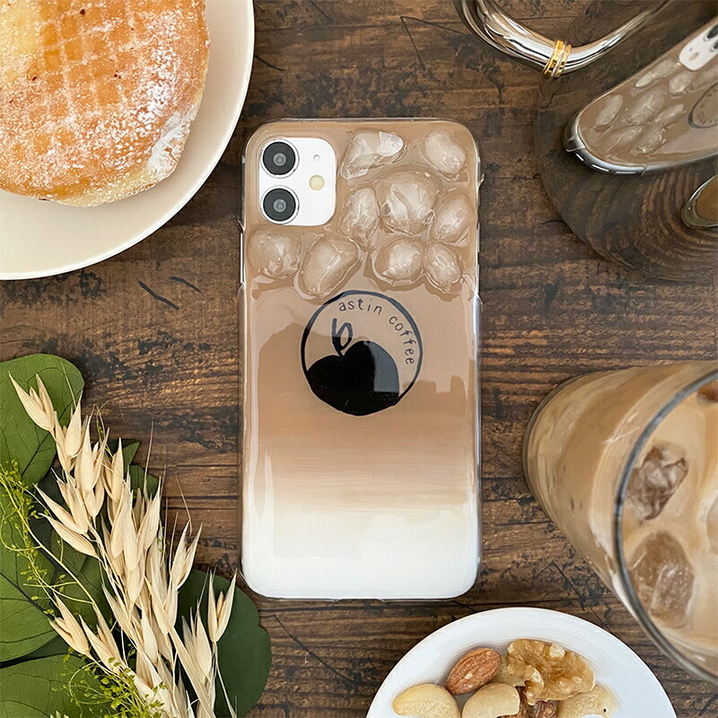 【飛鳥珈琲】カフェラテ（Ice）押し花 スマホケース 全機種対応 スマホショルダー 変更可 iphone16 iphone15 iphone14 iphone16pro iphone13 iphone16promax iphone12 アンドロイド iphone16plus iphone15pro iphone14pro ショルダー iphonese 第三世代 iphone pro