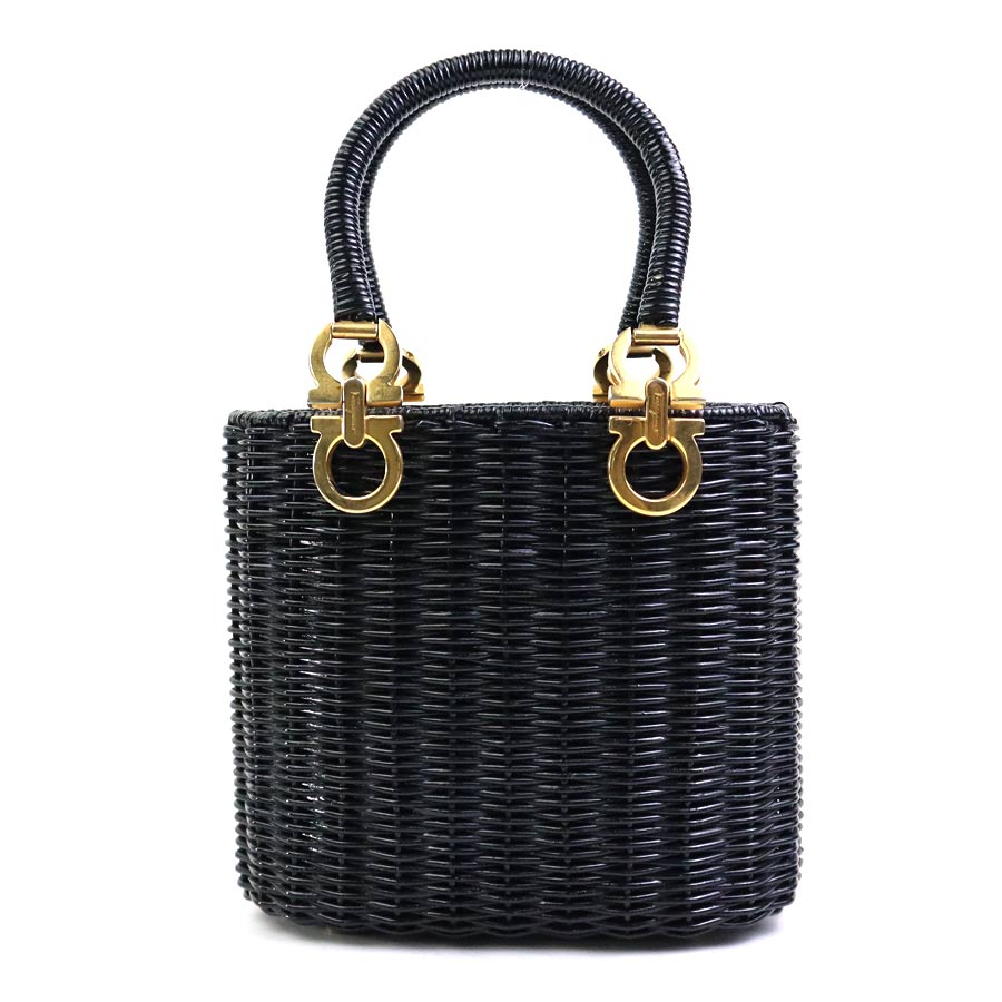 極美品 サルヴァトーレフェラガモハンドバッグ ブラック サルヴァトーレ フェラガモ Salvatore Ferragamo ハンドバッグ