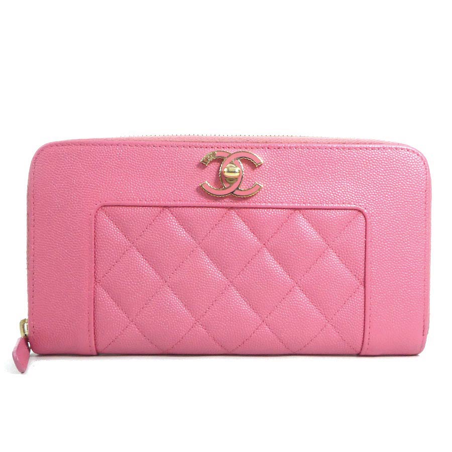 楽天市場】シャネル CHANEL ラウンドファスナー長財布 カメリア レザー