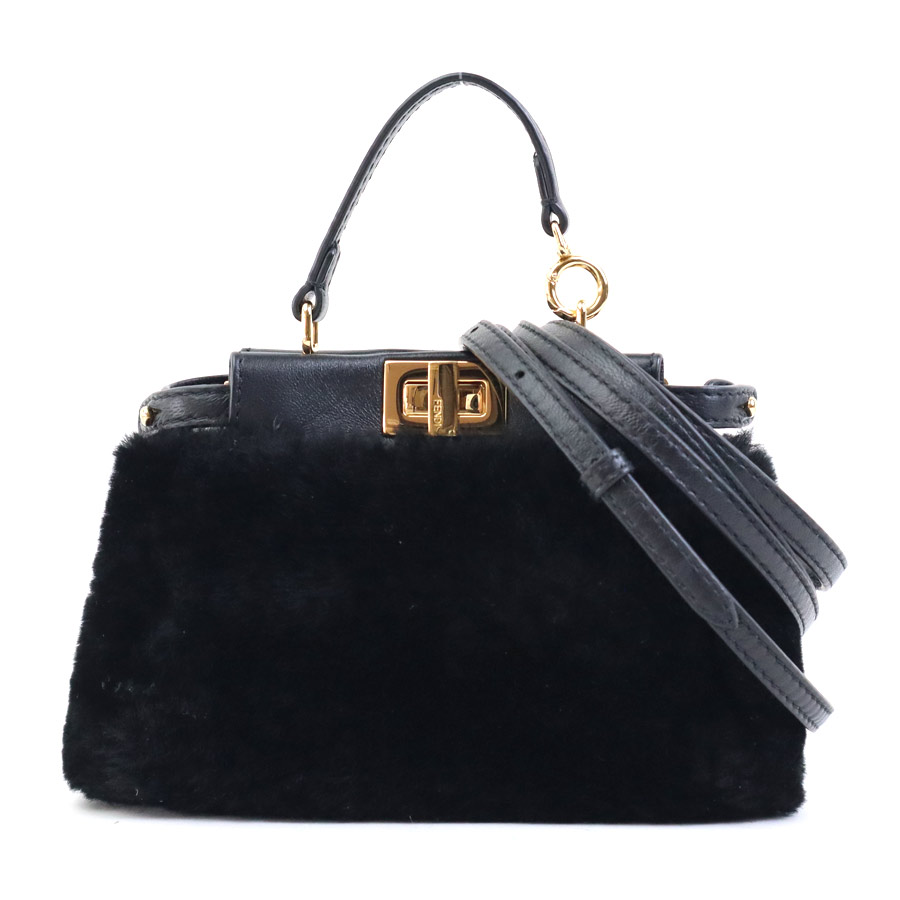 【超美品!】FENDI ブラックラパンファー ショルダーバッグ FENDI フェンディ バッグ レディース ショルダーバッグ ロゴ