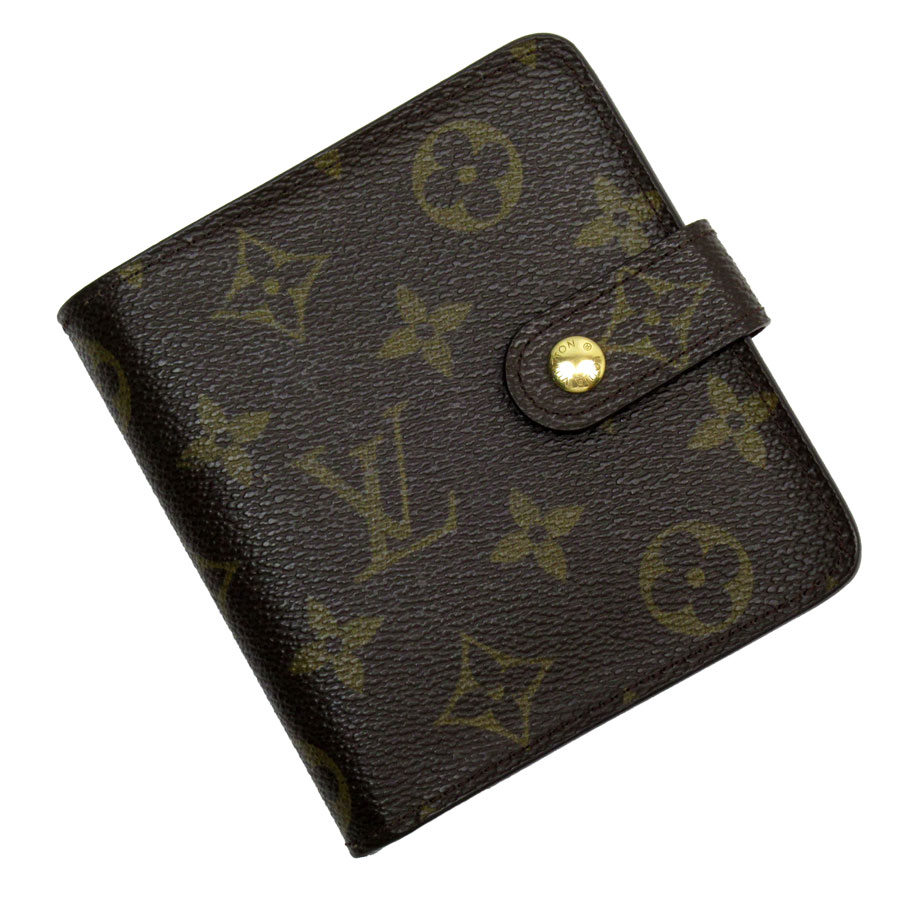 【美品】 ルイヴィトン モノグラム コンパクトジップ 二つ折り財布 ブラウン ブランドレンタルのBrandCity / ルイ・ヴィトン モノグラム