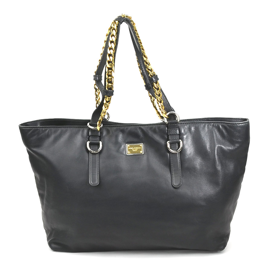 ドルチェアンドガッバーナ DOLCE&GABBANA ハンドバッグ レザー/メタル ブラック レディース 送料無料【中古】 h30563a