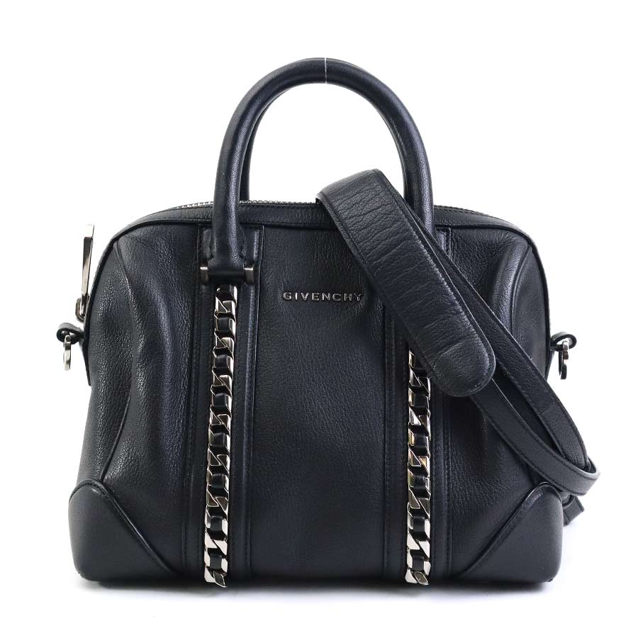 エレガント ジバンシィ ハンドバッグ レザー ロゴ ブラック 洗練 美品✨ GIVENCHY 黒 ハンドバッグ レザー フォーマル ブラック