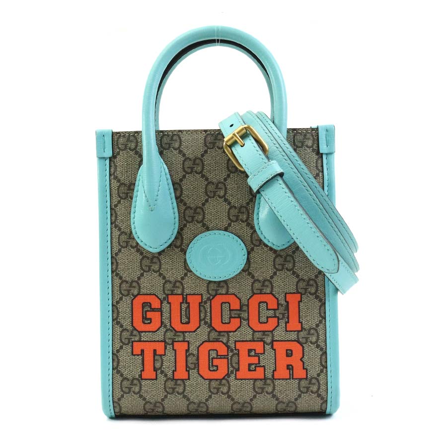 グッチ GUCCI ハンドバック ショルダーバッグ GGスプリームキャンバス 青色系×赤銅色 レディース 671623 貨物輸送無料【中古】 90005g ハンドバッグ-レディースバッグ-バッグ・小物・ブランド雑貨