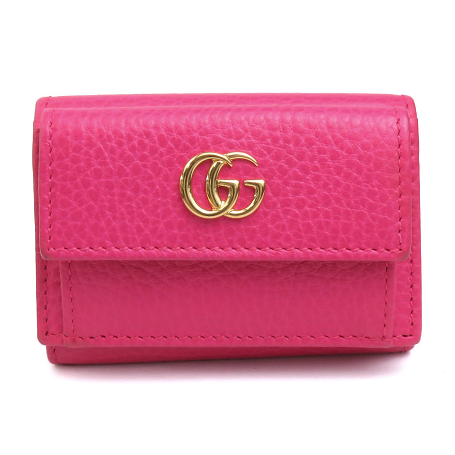 GUCCI グッチGGマーモント希少カラー財布コンパクトウォレット二つ折りピンク 希少 GUCCI グッチ 二つ折り財布 GGマーモント パイソン 小型