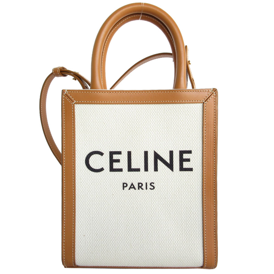 美品／新ロゴ☆CELINE バーティカルカバ 2way アイボリー