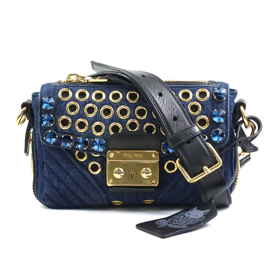 楽天市場】【美品】ミュウミュウ 【MIUMIU】 デニム クリスタル