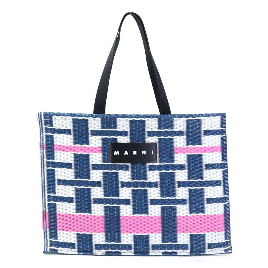 今夏大活躍‼️早い者勝ち‼️MARNI ブルーホワイト 編み込みトートバッグ美品 今夏大活躍‼️早い者勝ち‼️MARNI ブルーホワイト 編み込み