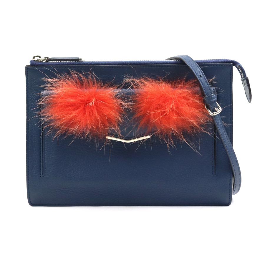 FENDI モンスター メッセンジャーバッグ FENDI Monster black and yellow canvas pouch crossbody bag