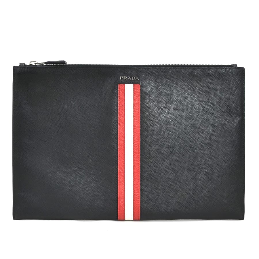 PRADA ３点セット　リボンクラッチバッグ PRADA 極 美品 プラダ 三角ロゴ 金具 リボン モチーフ レザー