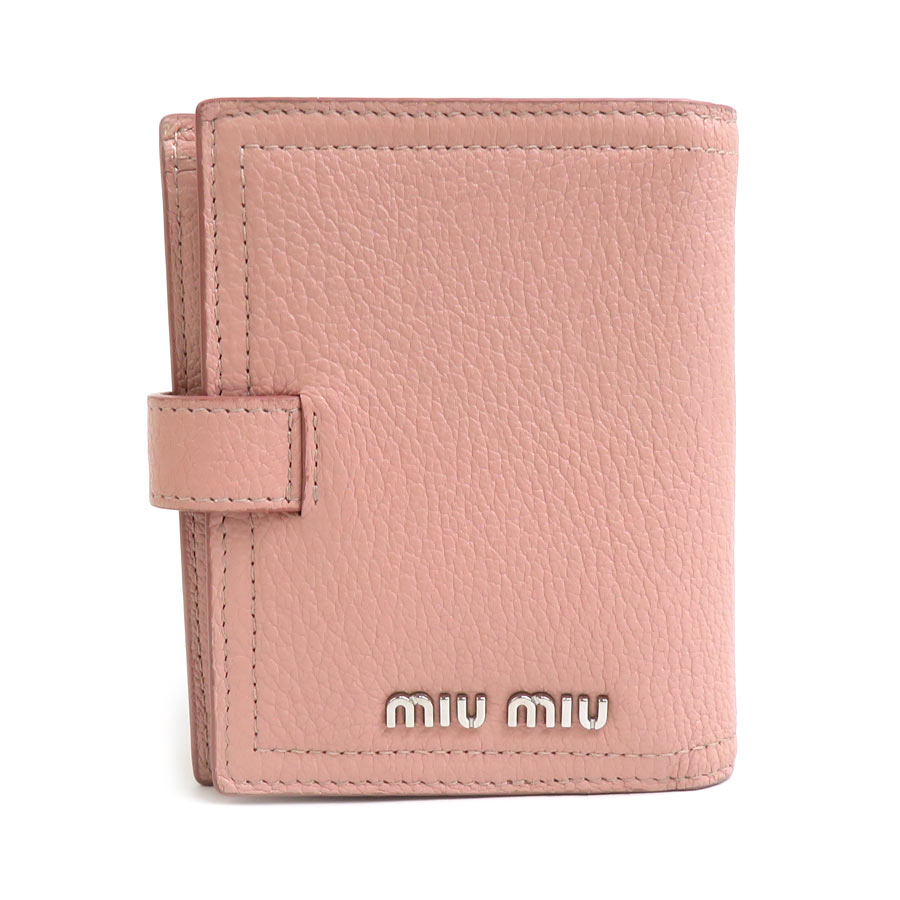 miu miu ピンクレザー二つ折り財布 miu ミュウミュウ MIUMIU 二つ折り財布 マテラッセ レザー