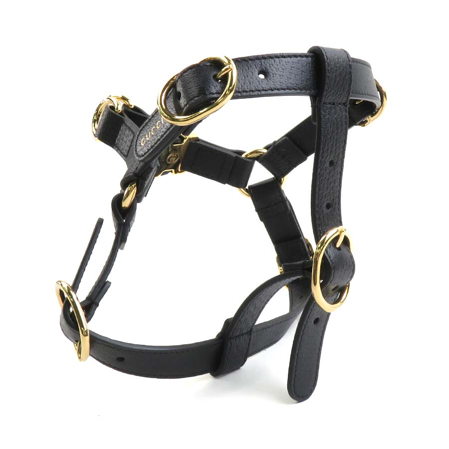 グッチ GUCCI 犬用ハーネス レザー ブラック ユニセックス 692963 送料無料【中古】 55912g|ブランドバリュー