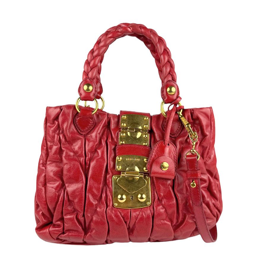 楽天市場】ミュウミュウ MIUMIU バッグ レッドxシルバー レザー