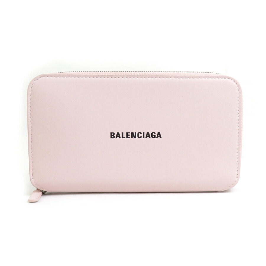 バレンシアガ BALENCIAGA ラウンドチャック長札入れ なめし革 点火装置サクラ色 ユニ一発やる 貨物輸送無料【中古】 h30964g