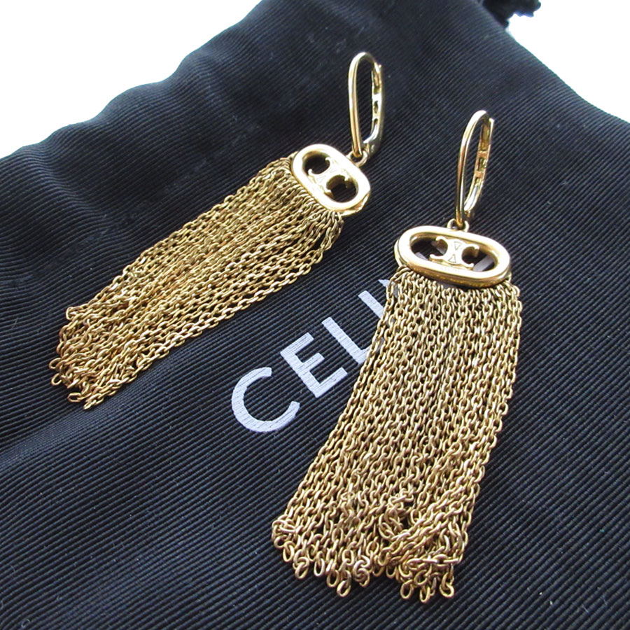 【美品】CELINE ノットピアス CELINE】ノット スモールフープ ピアス (CELINE/ピアス