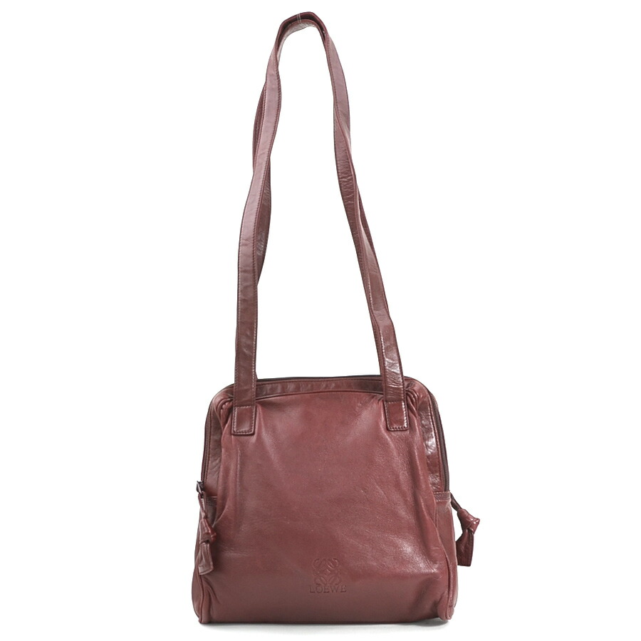 ロエベ LOEWE ショルダーバッグ アナ瓦 なめし革 バーガンディ レディース 貨物輸送無料【中古】 e60231k