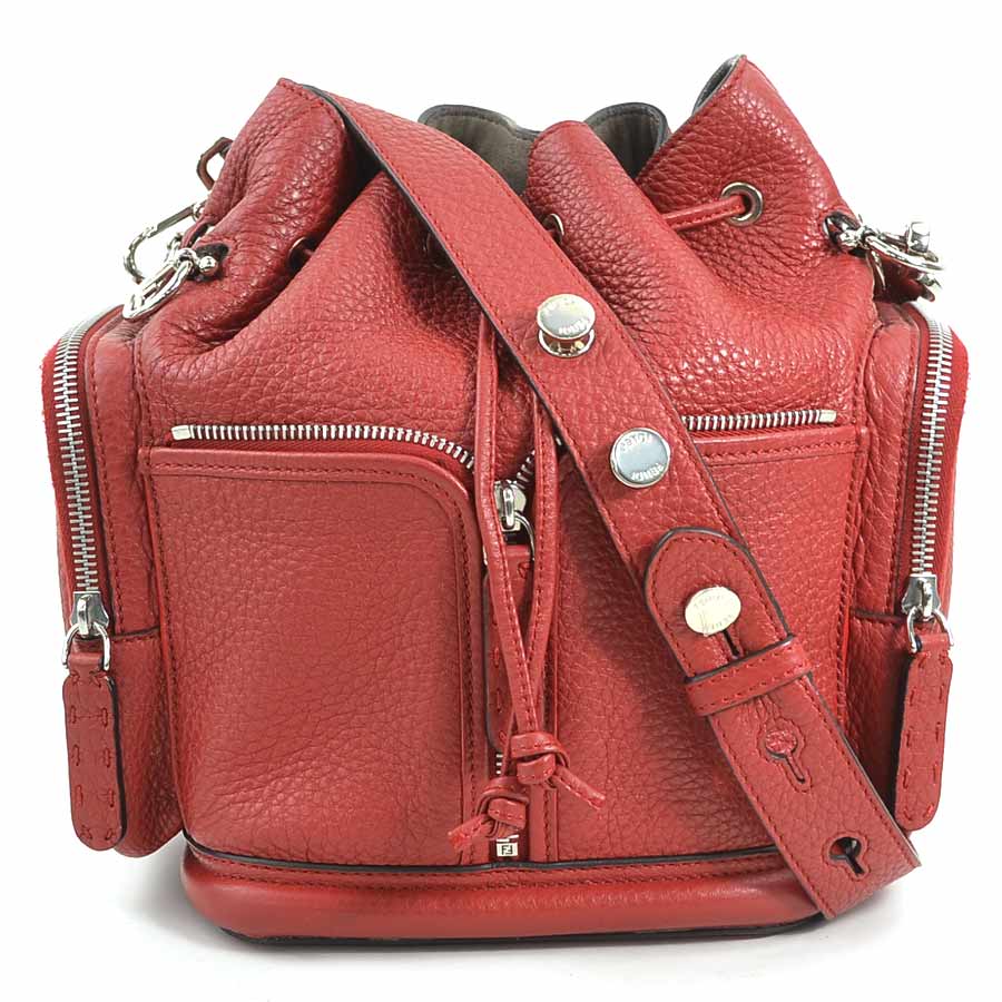 フェンディ FENDI ショルダーバッグ モントレゾール レザー バーガンディ シルバー レディース 8BT301-NDU 送料無料【中古】 e60233a