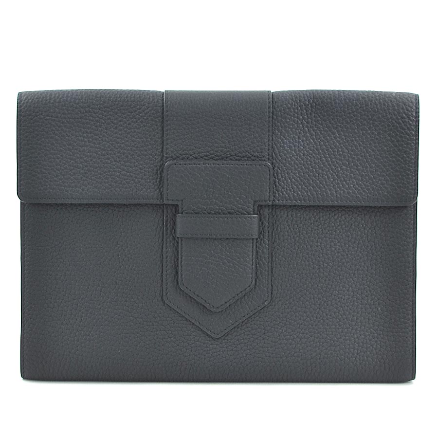 DELVAUX デルヴォー クラッチバッグ プレッセ A5 レザー ブラック ユニセックス 送料無料【中古】 56039f