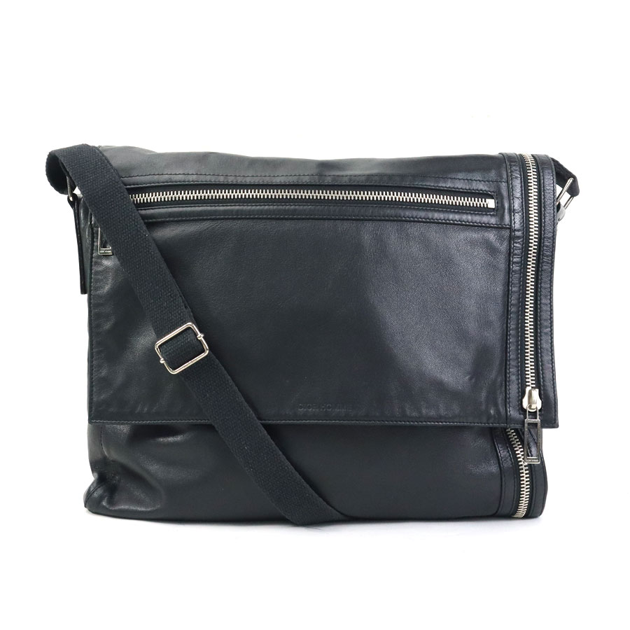 ディオールオム DIOR HOMME ショルダーバッグ ブラック レザー ショルダーバッグ レザー ブラック ディオールオム – RECLO