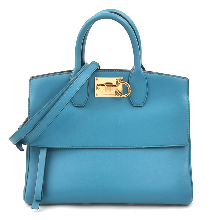 Salvatore Ferragamo ショルダーハンドバッグ　ダークネイビー FERRAGAMO フェラガモ ショルダーバッグ 21 8358 レディース