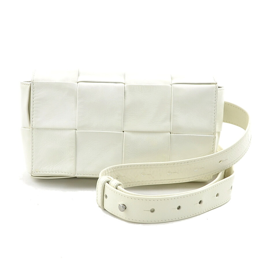 ボッテガヴェネタ BOTTEGAVENETA ウエストバッグ ボディバッグ カセット レザー ホワイト ユニセックス 送料無料【中古】 h31147g