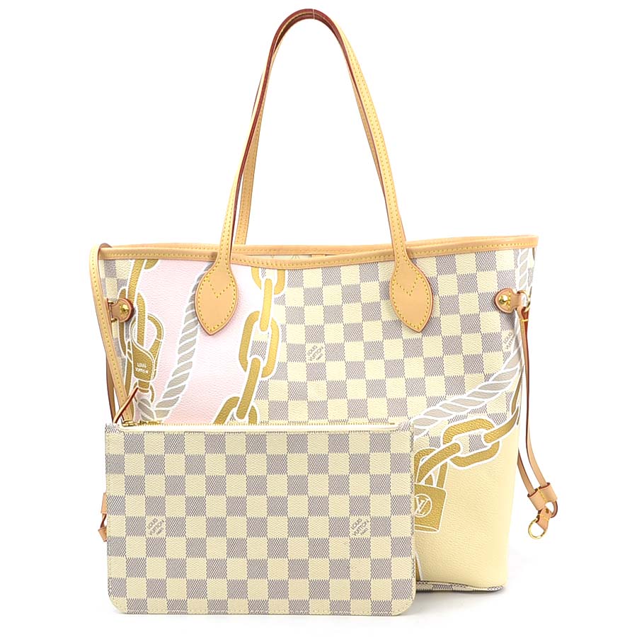 ルイ ヴィトン LOUIS VUITTON ハンドバッグ ノーティカル ダミエ アズール ネヴァーフルMM ダミエアズールキャンバス アイボリー系 レディース N40471 送料無料【中古】 90108a｜ブランドバリュー