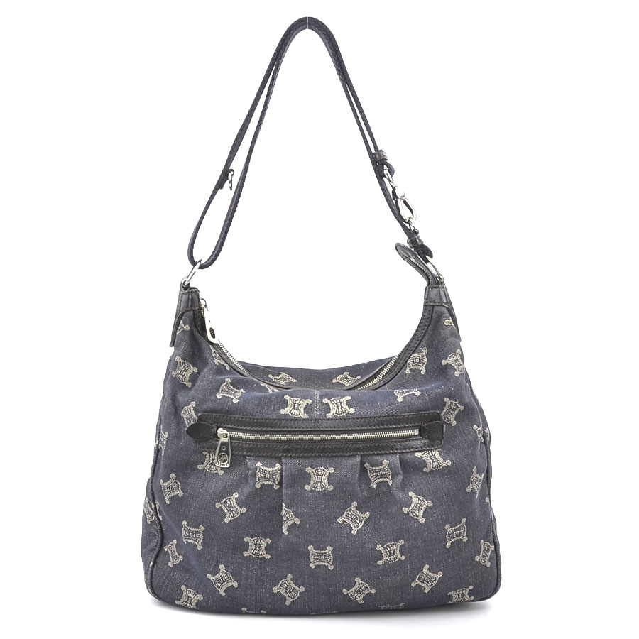 セリーヌ CELINE ショルダーバッグ デニム インディゴブルー シルバー レディース 送料無料【中古】 e60351g