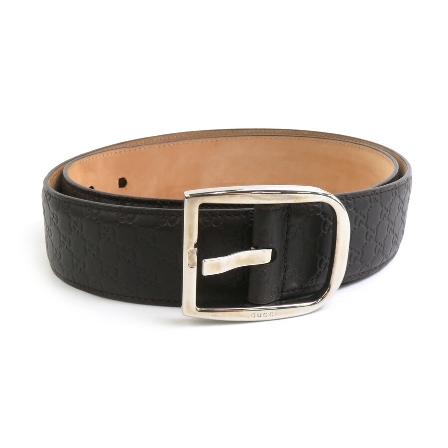 GUCCI グッチ GG柄 グッチシマ ベルト シルバー金具 ブラック 良品✨ GUCCI グッチ GG柄 レザー ベルトシルバー金具 ブラック