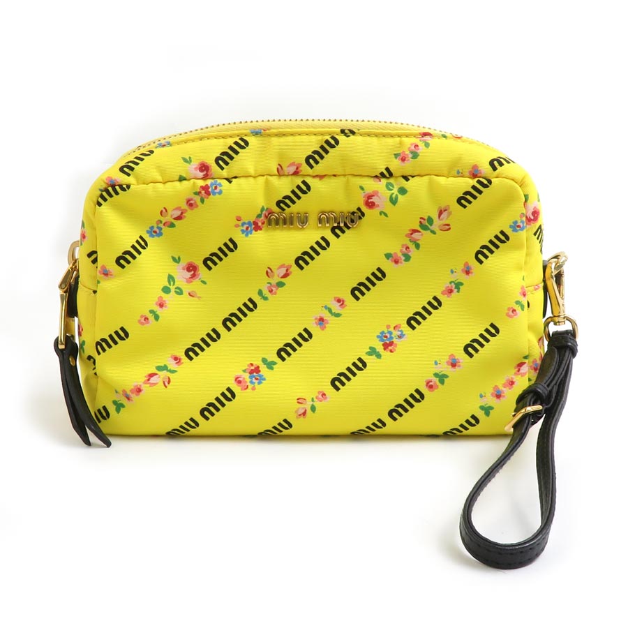 楽天市場】【美品】ミュウミュウ MIU MIU ポーチ ブラックxホワイト