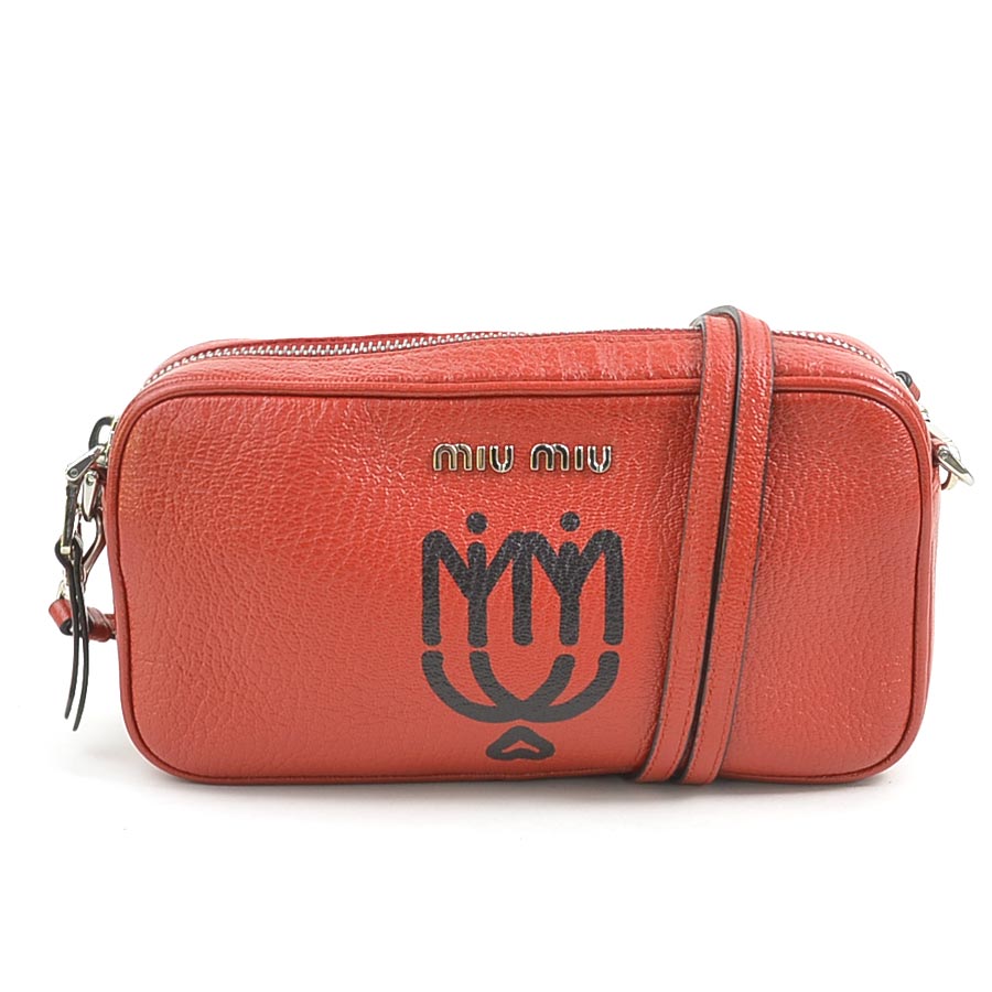 ミュウミュウ MIUMIU ショルダーバッグ レザー レッド レディース 送料無料【中古】 h31188g