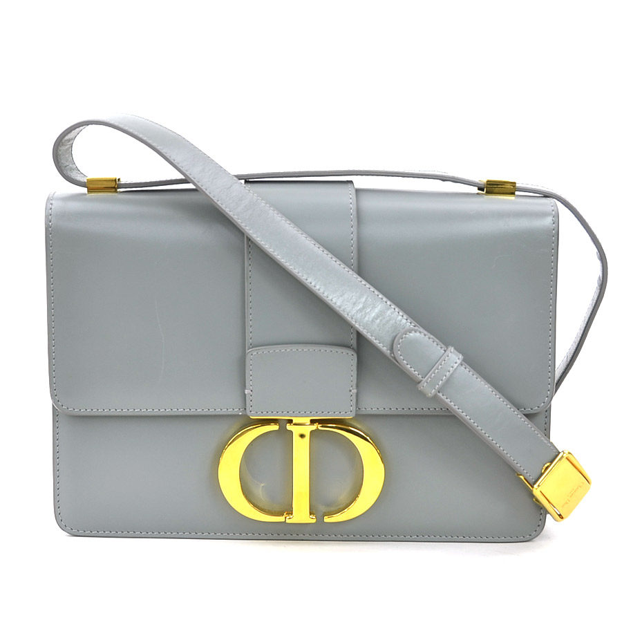 ディオール Christian Dior ショルダーバッグ 30 Montaigne なめし革 薄墨色 ゴールド レディース 貨物輸送無料【中古】 e60458g