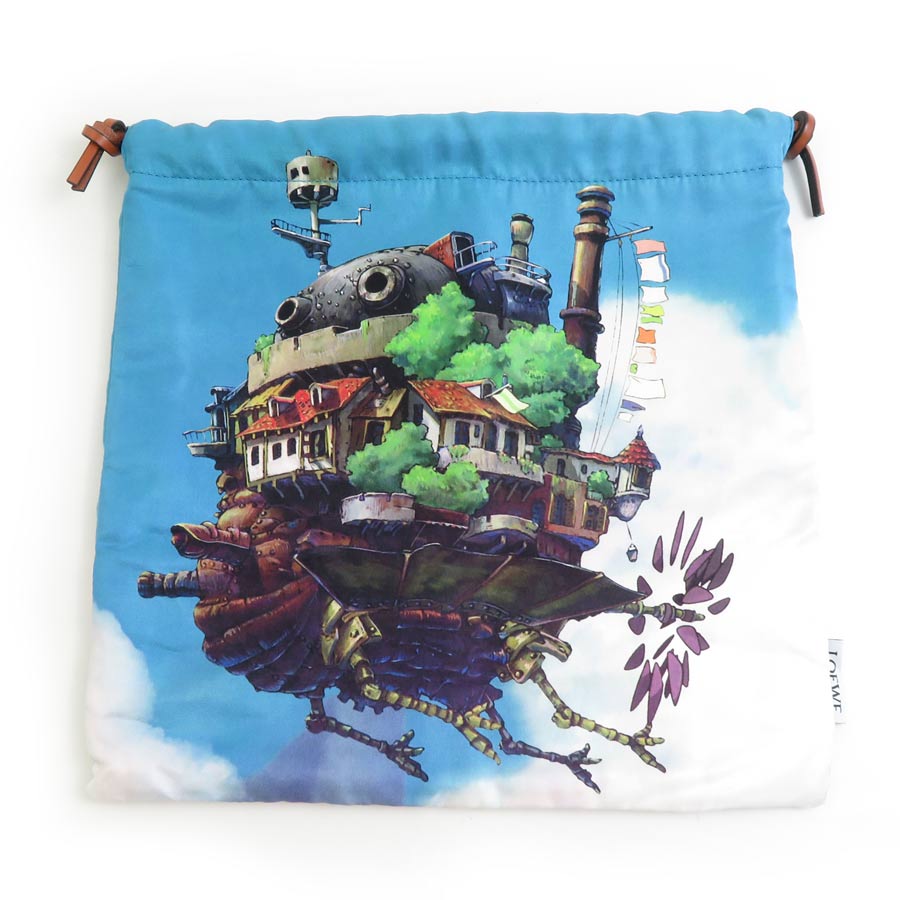 ロエベ 巾着ポーチ ロゴ キャンバス マルチポーチ 巾着バッグ ライトブルー ロエベ 巾着ポーチ ロゴ キャンバス マルチポーチ 巾着バッグ ライト