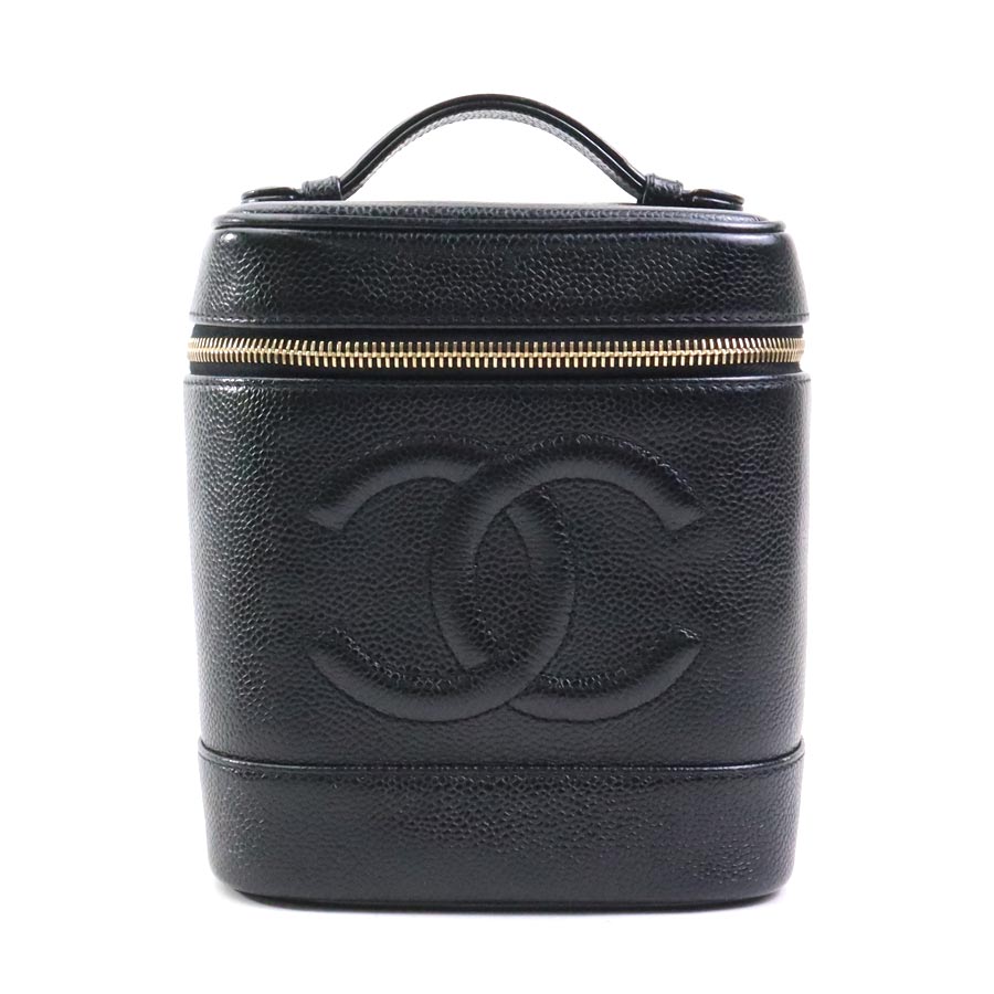 CHANEL シャネル　バニティ　バッグ　トップハンドル　キャビアスキン 79 シャネル ハンドル付き丸型バニティバッグ キャビアスキン