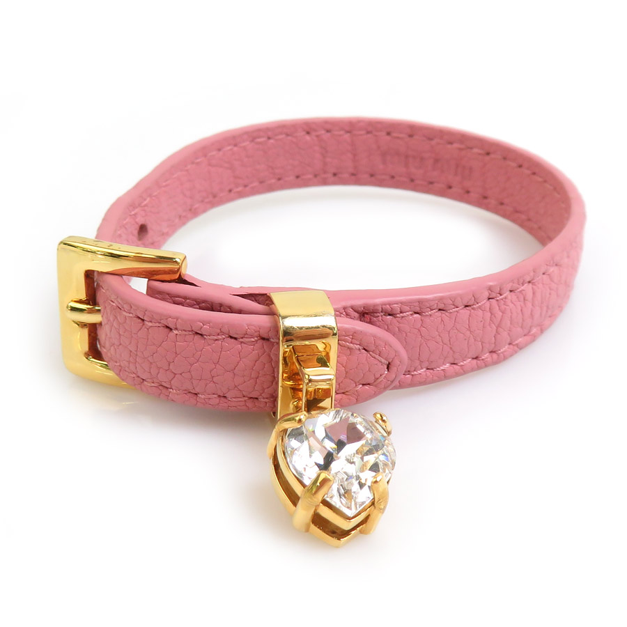 miumiu 二連ブレスレット ビジュー ピンク クロコ バングル ミュウミュウ miumiu 二連ブレスレット ビジュー ピンク クロコ バングル