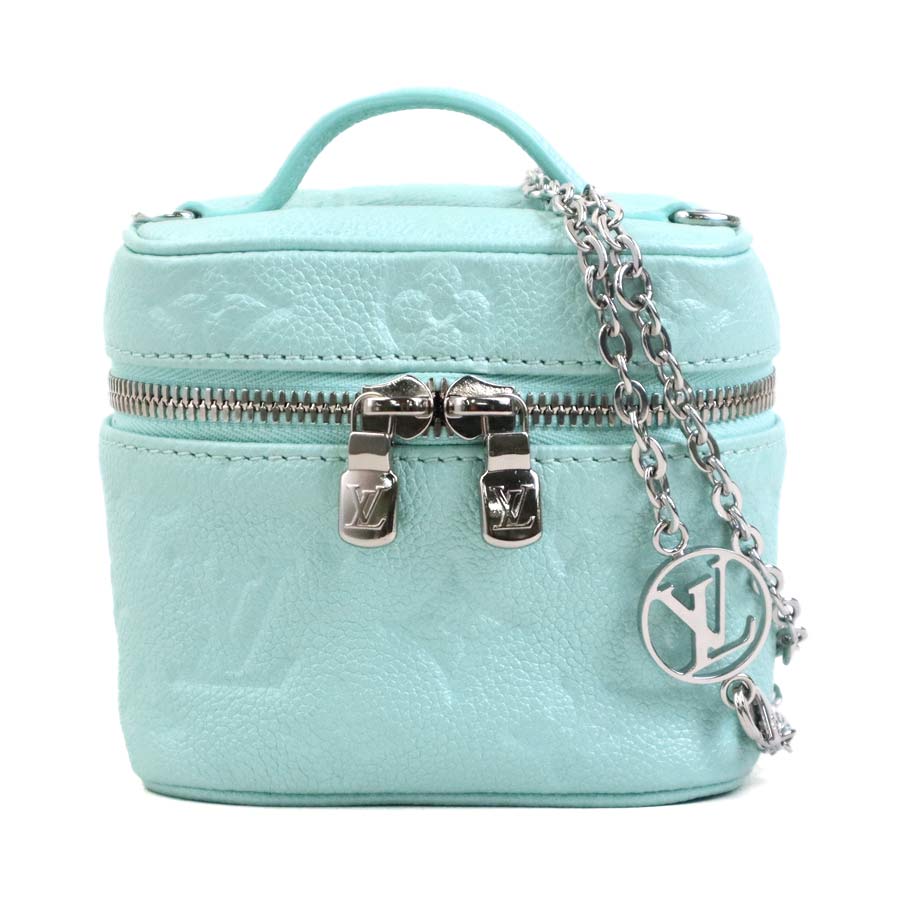 ルイ ヴィトン LOUIS VUITTON ハンドバッグ ショルダーバッグ モノグラムアンプラント ミクロ ヴァニティ モノグラムアンプラント ライトブルー シルバー レディース M82193 送料無料【中古】 e60554a｜ブランドバリュー