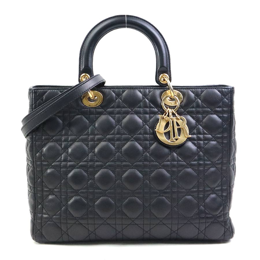 ディオール Christian Dior ハンドバック ショルダーバッグ レディディオール なめし革 黒いこと ゴールド レディース 貨物輸送無料【中古】 e60714a