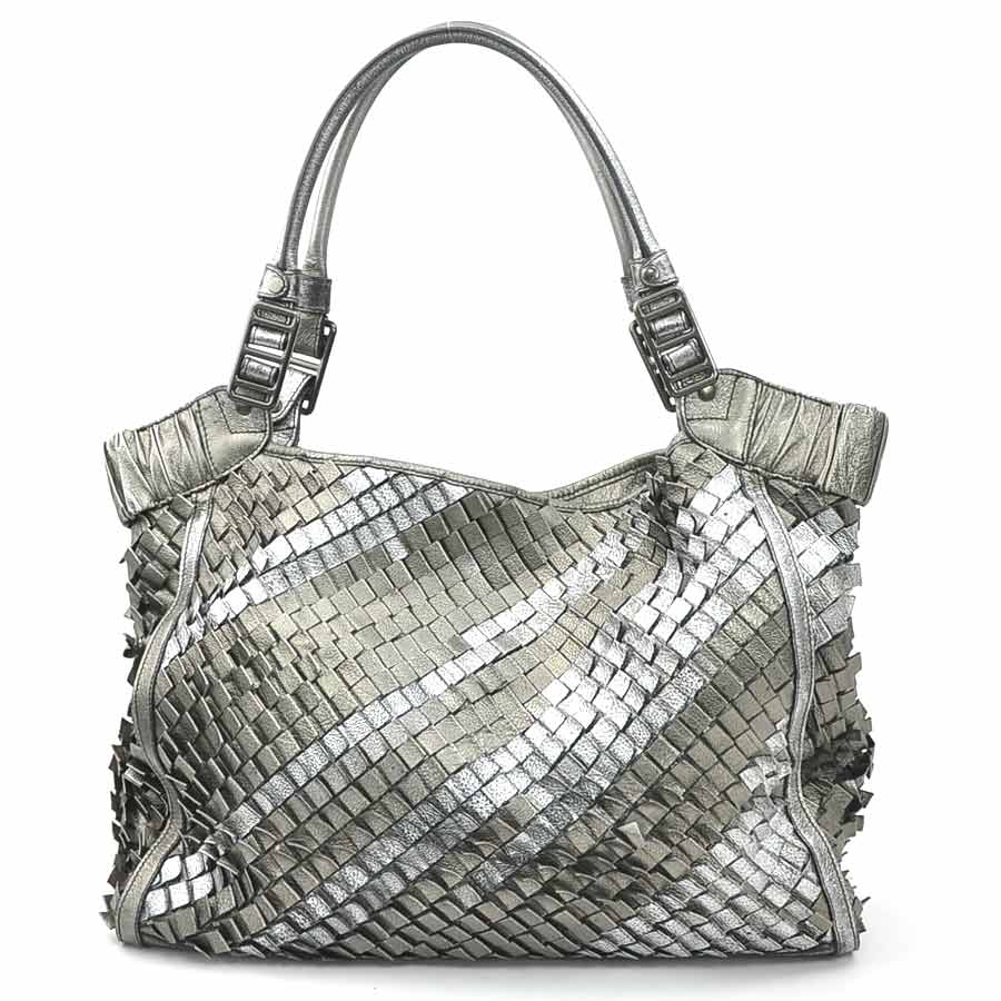 バーバリー BURBERRY ショルダーバッグ レザー メタリックグレー メンズ 送料無料【中古】 h31402a｜ブランドバリュー